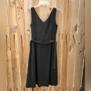 ⚡️⚡️LOFT Ann Taylor Womens Black Dress Sleeveless Beaded Belt Tie Gathered 2P